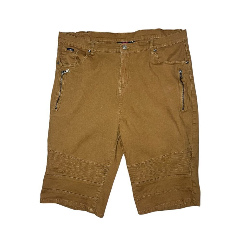 Phat Farm Men’s 40‎ Moto Casual Shorts Khaki Stretch